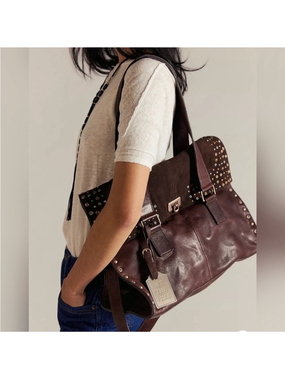 NWT Free People Shay Studded Tote Bag - Picture 7 of 7